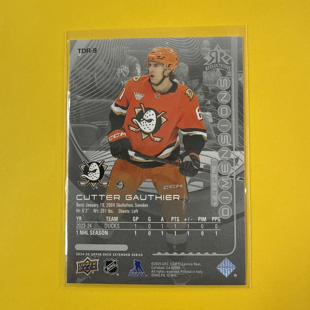 Cutter Gauthier 2024/25 UD Triple Reflections Rookie Card - back
