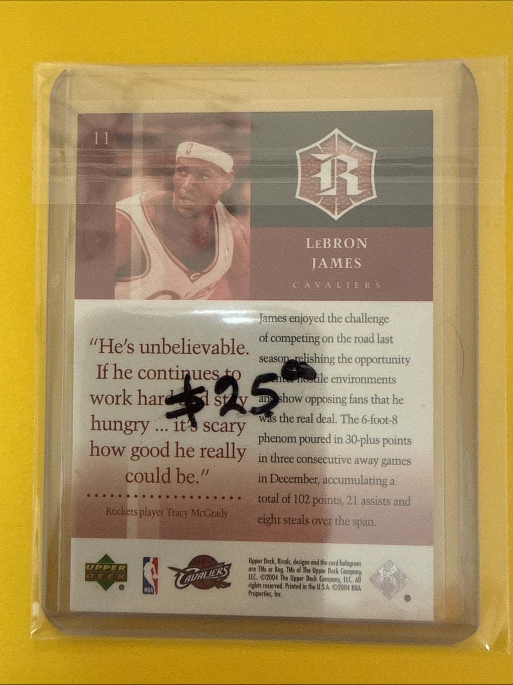 LeBron James 2004 UD Rivals - back