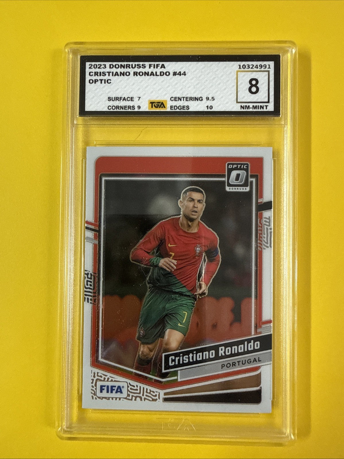 Cristiano Ronaldo 2023 Donruss Card Graded 8 - front