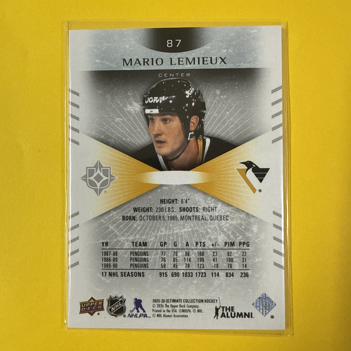 Ultimate Collection Hockey 2025/26 Mario Lemieux Card /149 - back