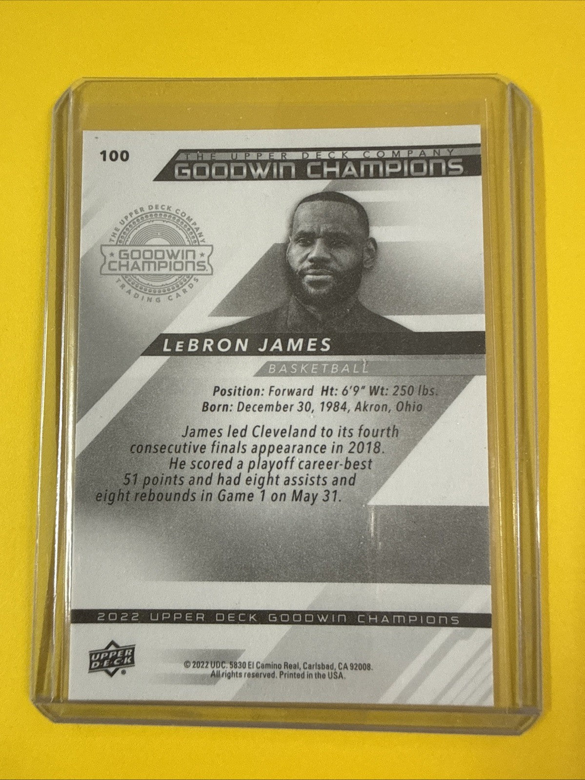 LeBron James 2022 Goodwin Champions Card - back