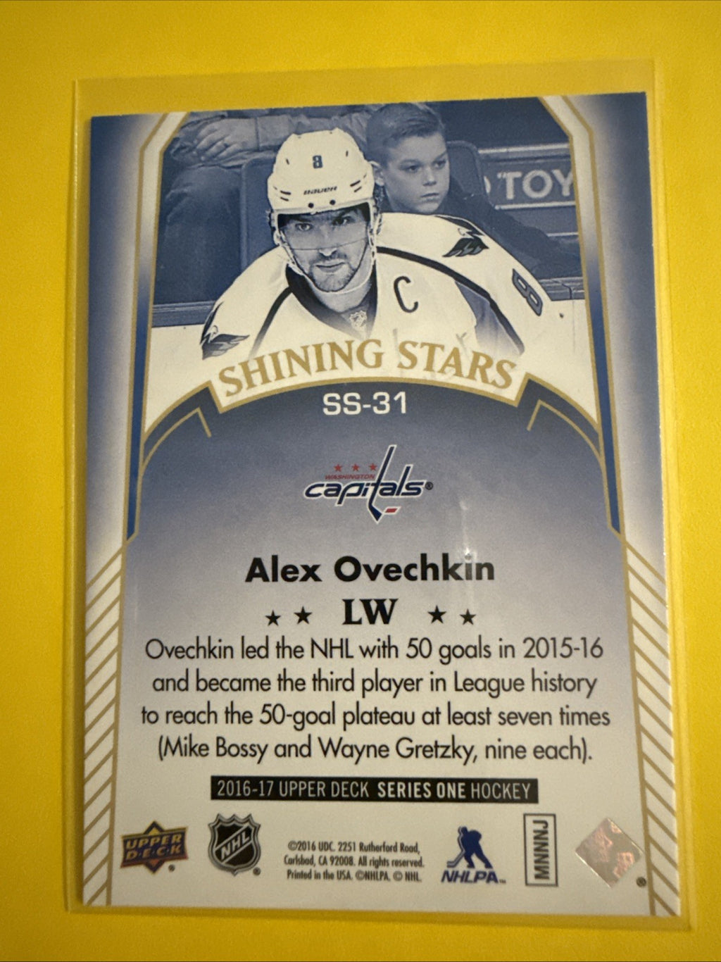 Alex Ovechkin 2016/17 UD Shining Stars Card - back