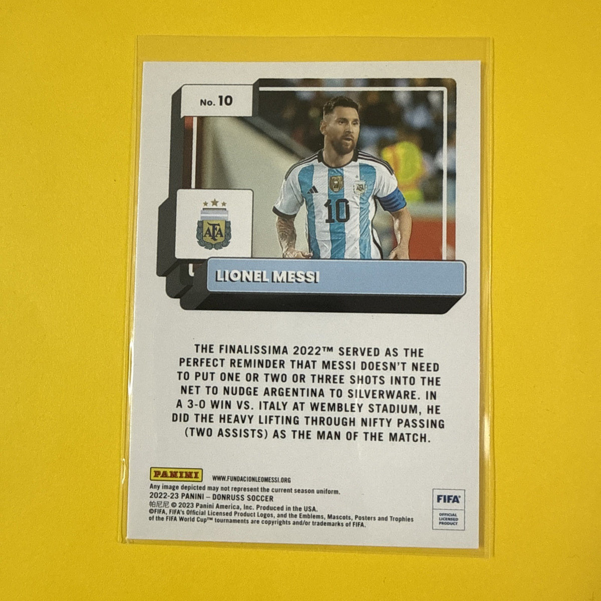 Lionel Messi 2022/23 Panini Donruss Card - back