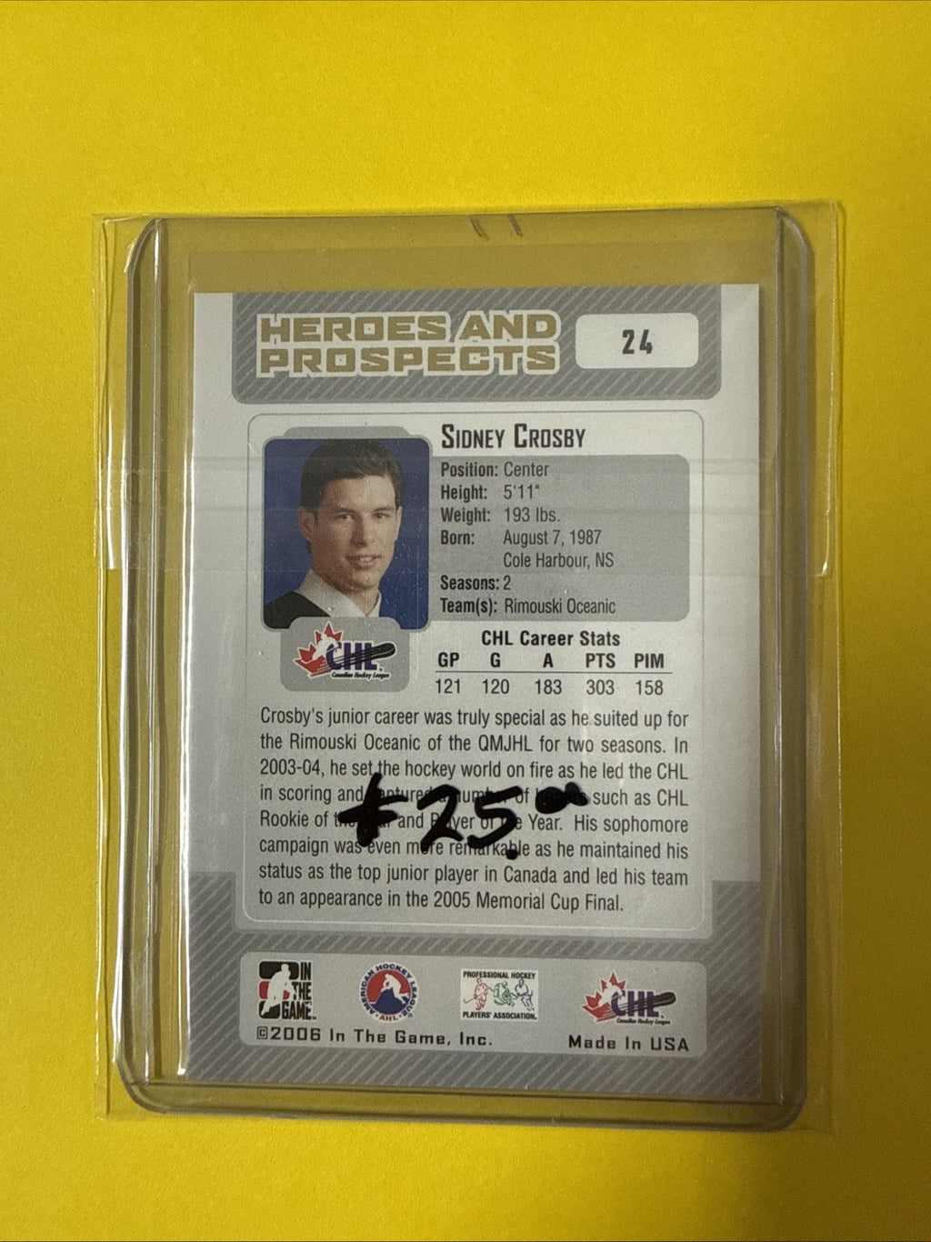 Sidney Crosby 2006/07 Cards - back