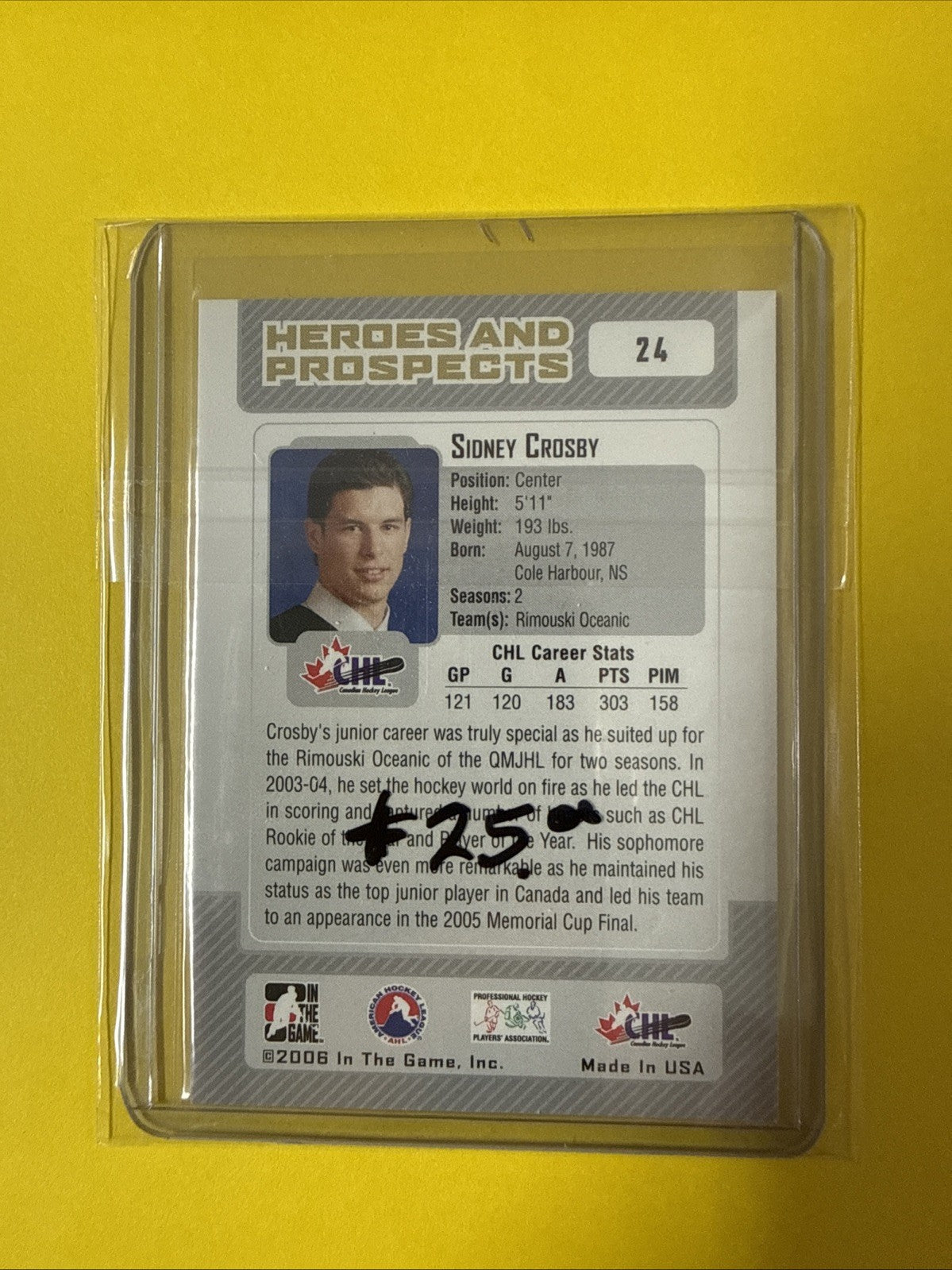 Sidney Crosby 2006/07 Cards - back