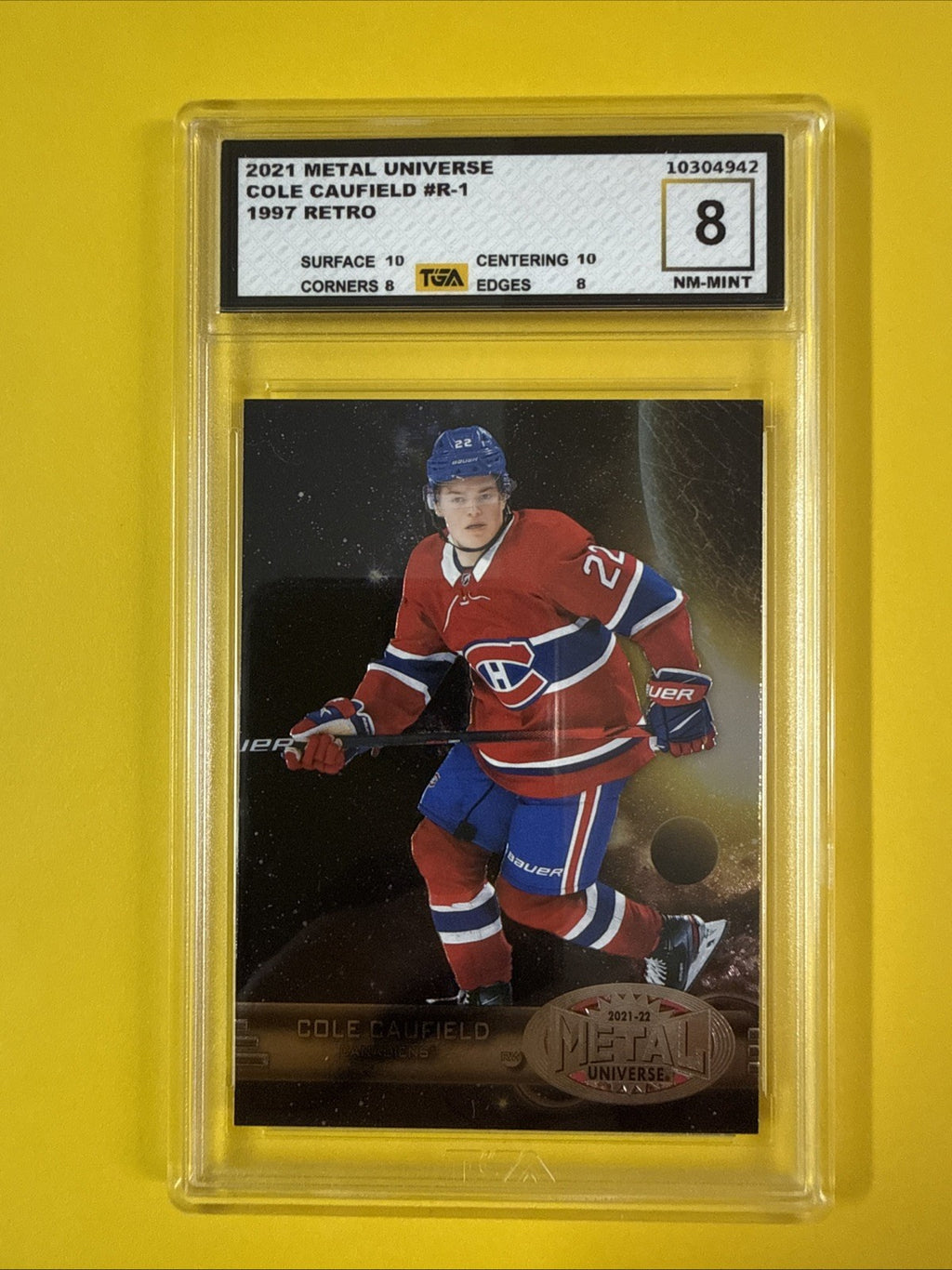 Cole Caufield 2021 Metal Universe Rookie Card Graded 8 - front