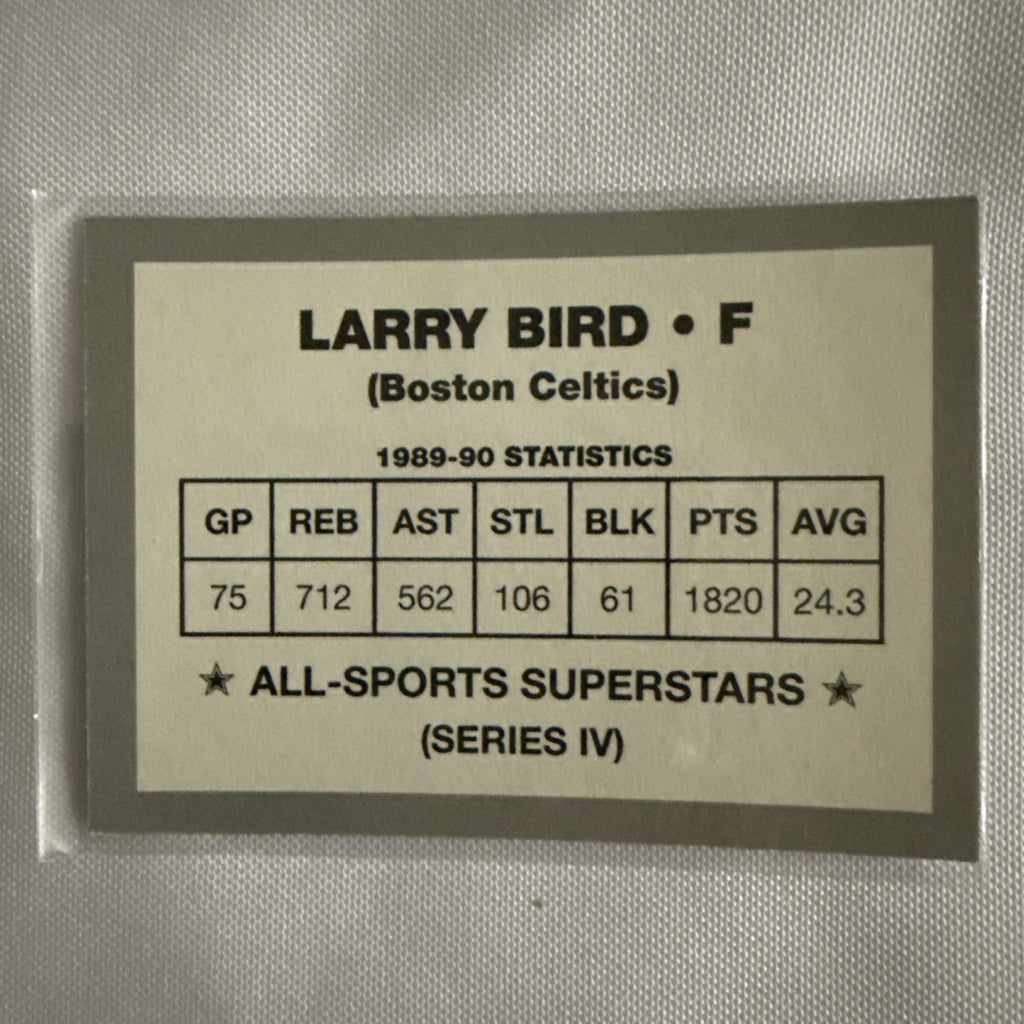 Larry Bird 1990/91 All- Sports Superstars Series 33 Cards in Total - back
