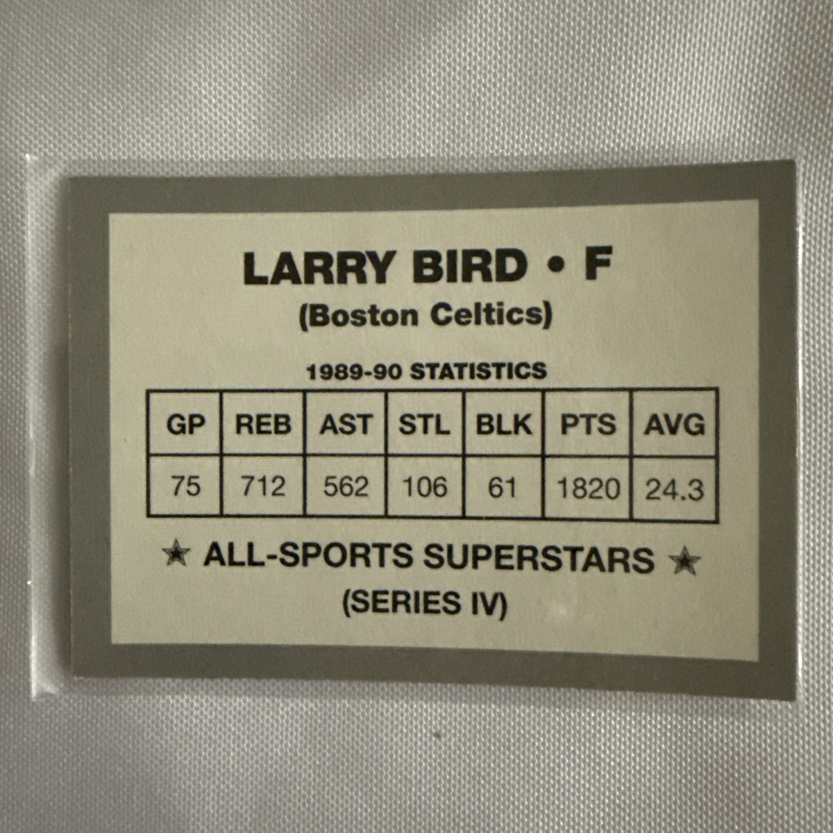 Larry Bird 1990/91 All- Sports Superstars Series 33 Cards in Total - back