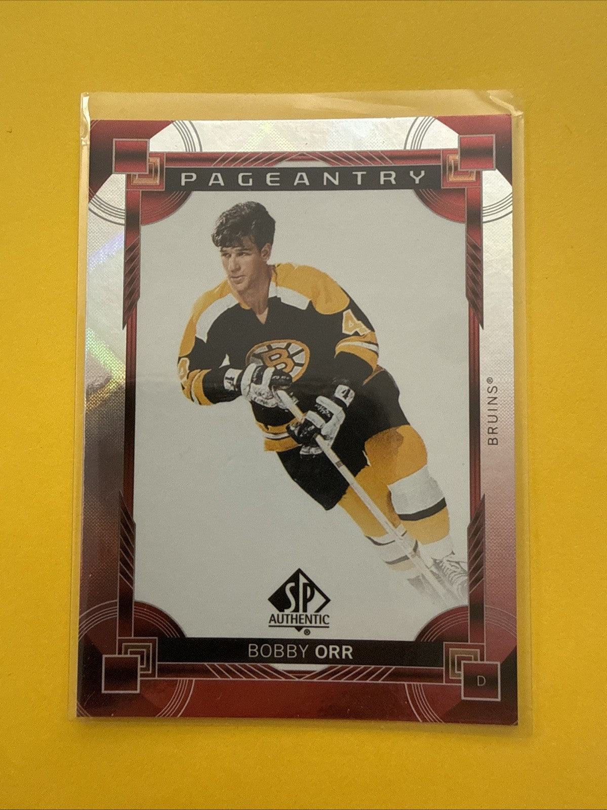 Bobby Orr 2024/25 SP Authentic Pageantry Red Border Card - front