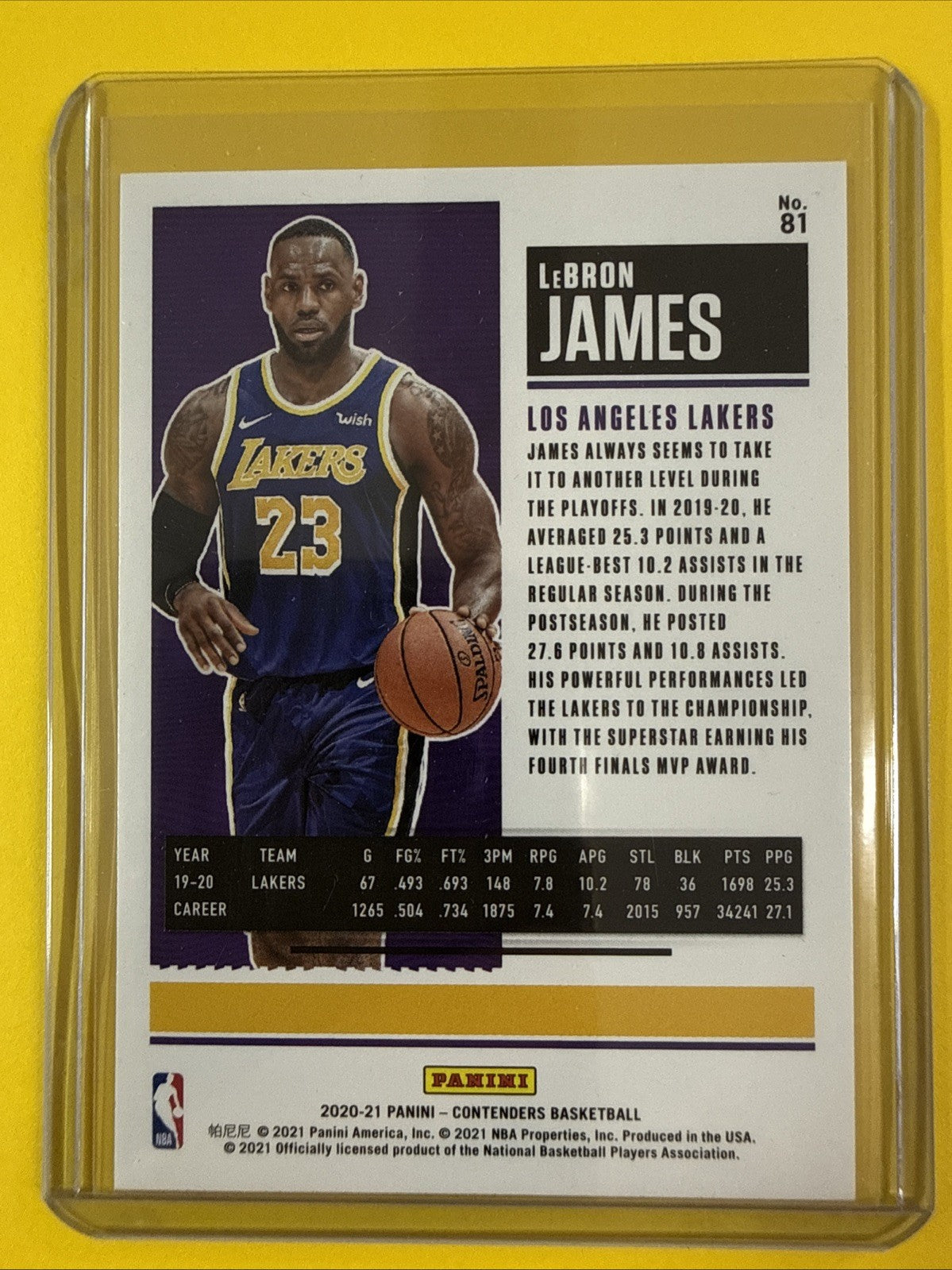 LeBron James 2020/21 NBA Card - back
