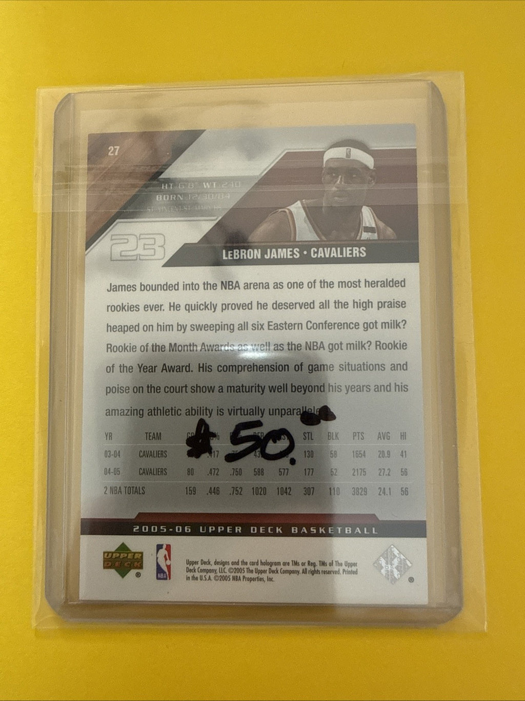 LeBron James 2005/06 Cards - back