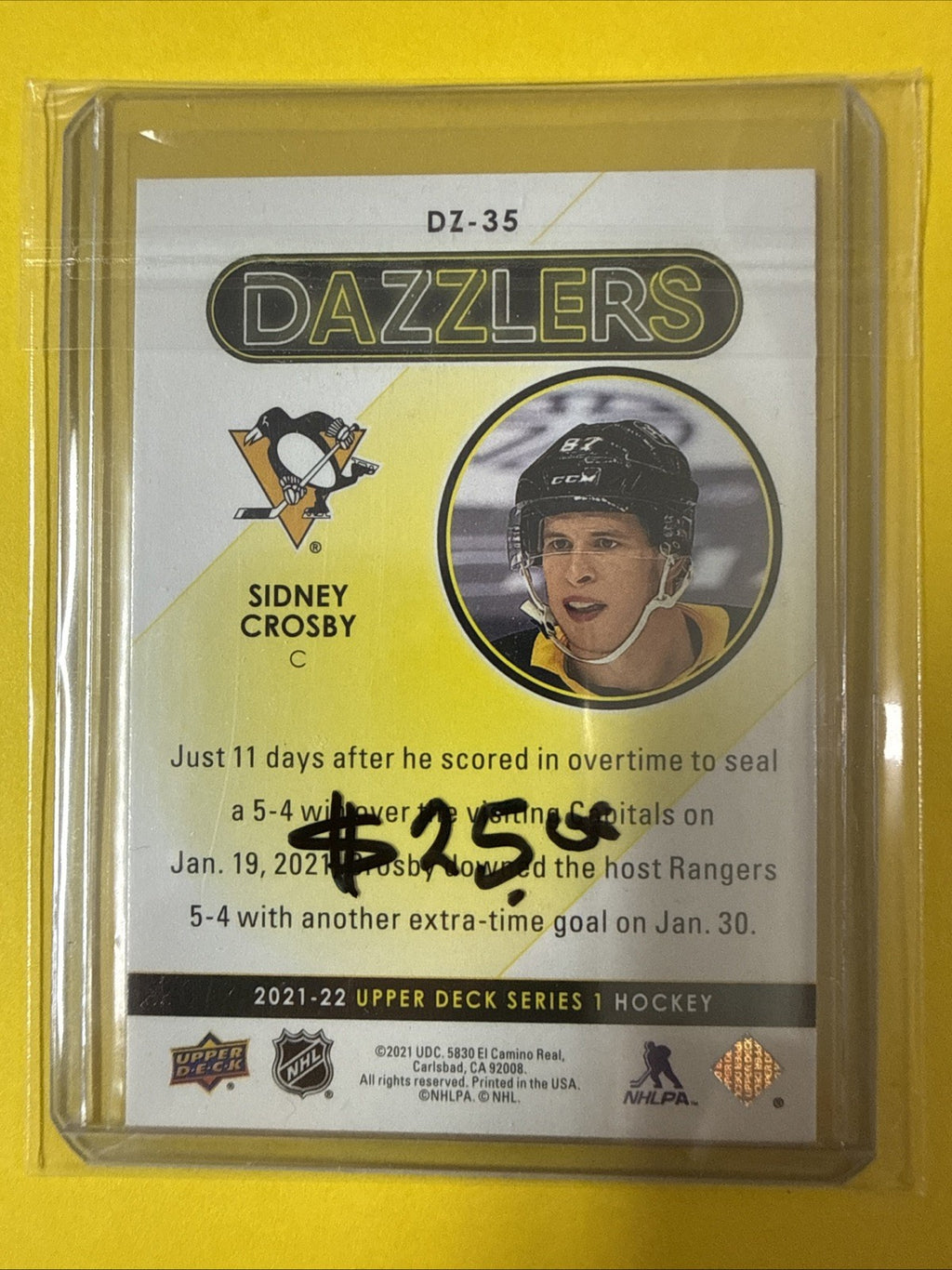 Sidney Crosby 2021/22 Cards - back