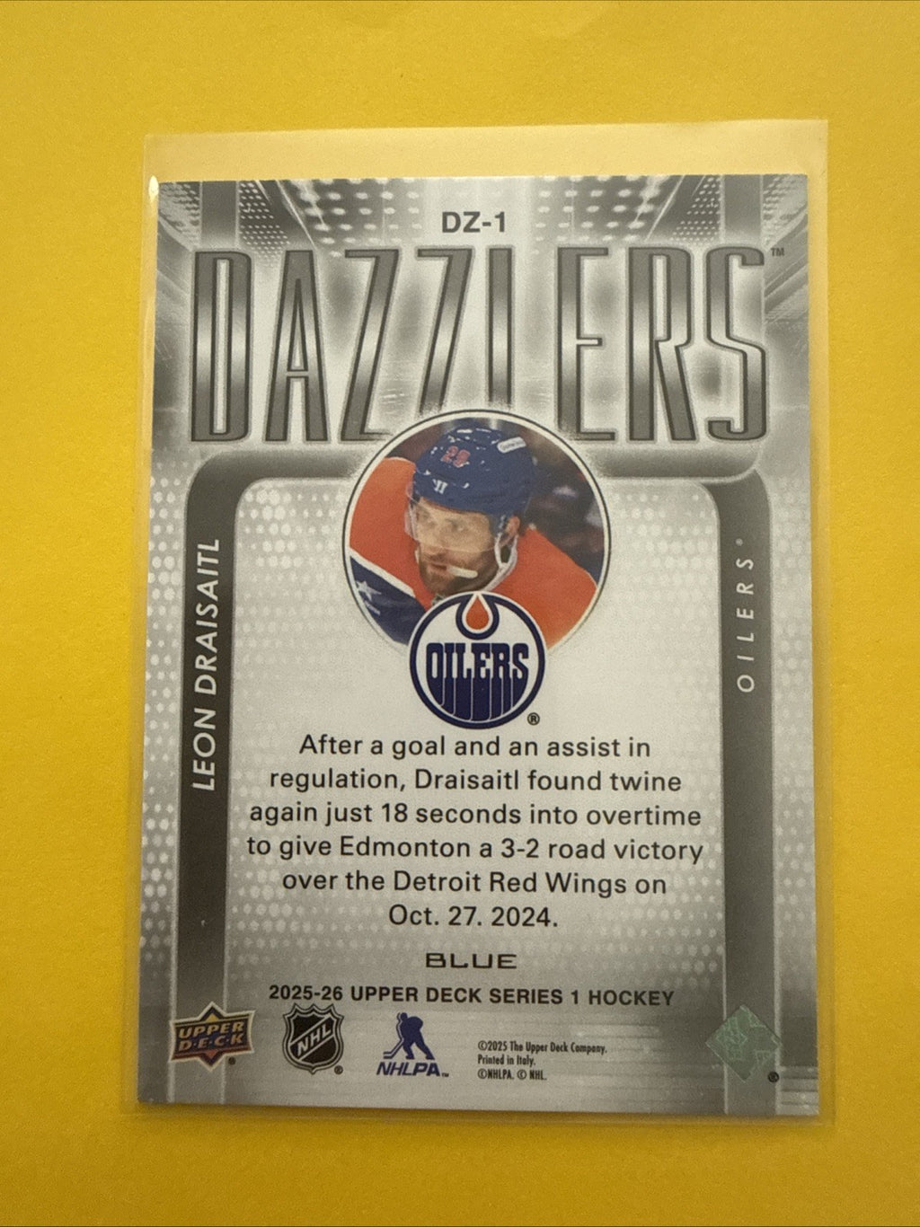 Leon Draisaitl . 2025/26 UD Blue Dazzlers Card - back