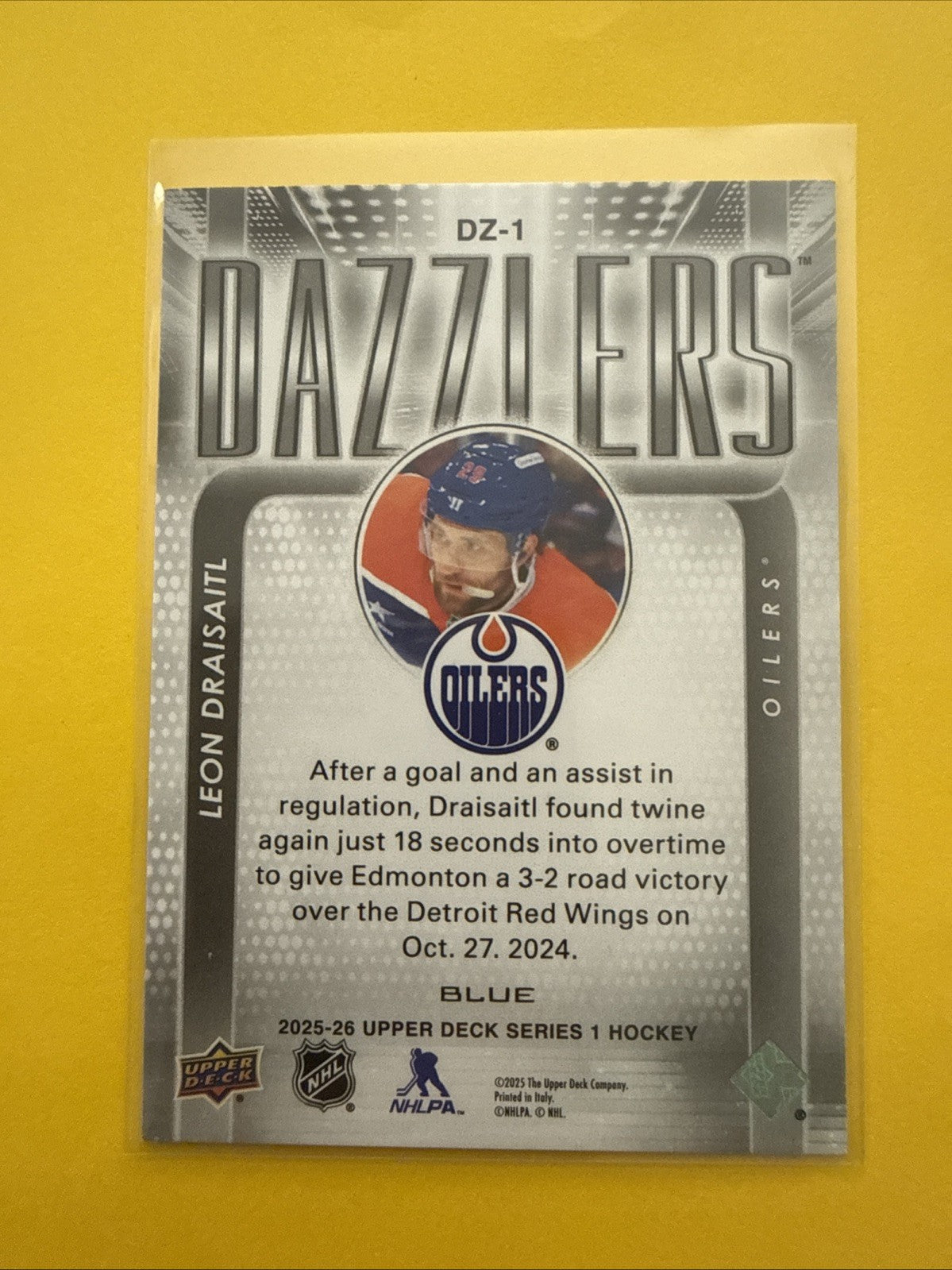 Leon Draisaitl . 2025/26 UD Blue Dazzlers Card - back