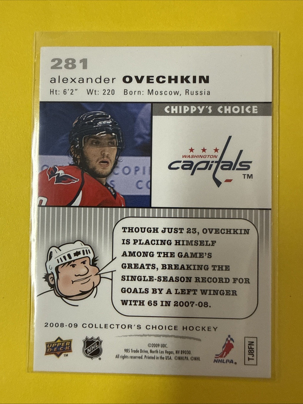 Alexander Ovechkin 2008 Card - back