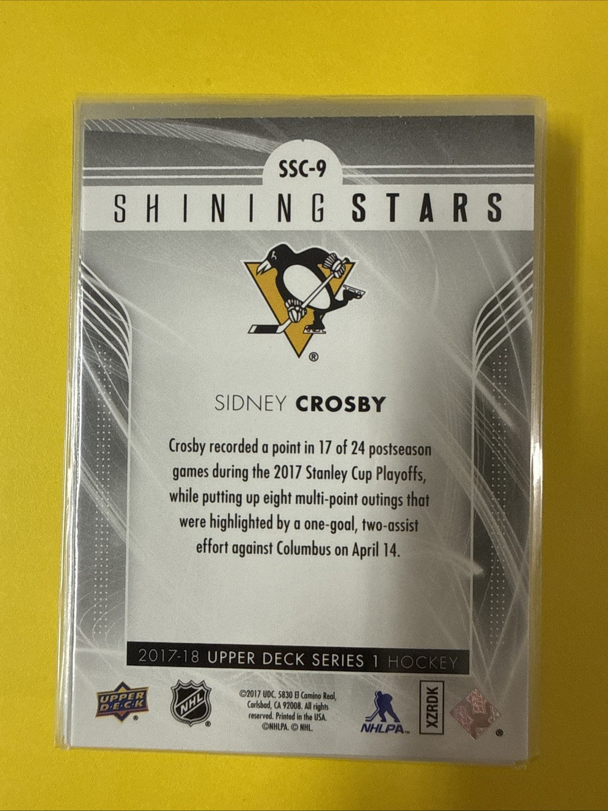 Sidney Crosby 2017/18 Cards - back