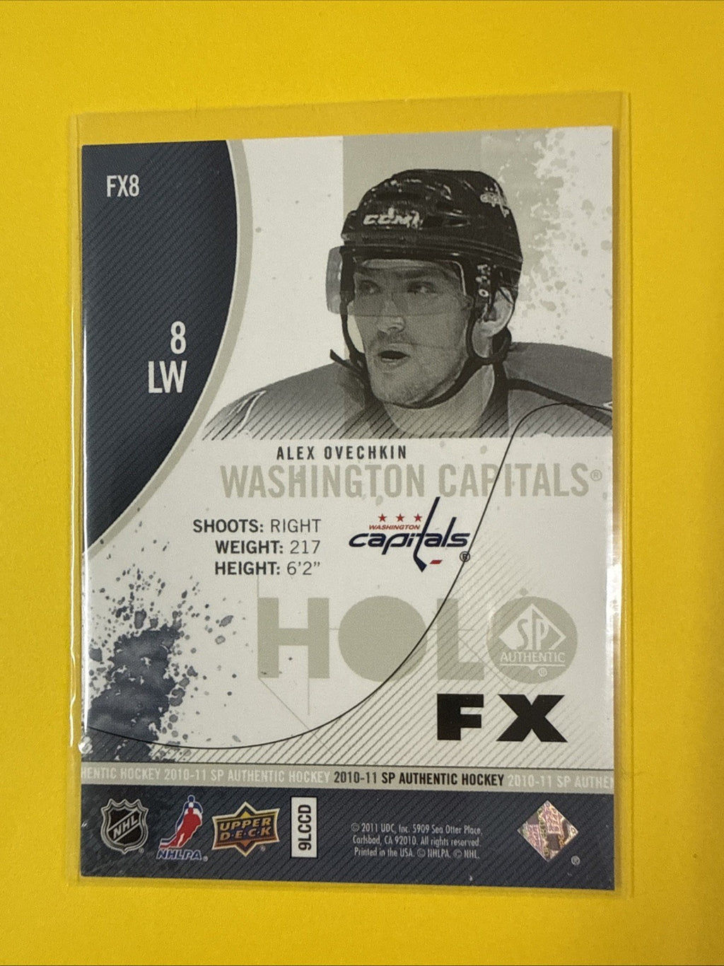 Alex Ovechkin 2010/11 SP Authentic Holo FX Card - back