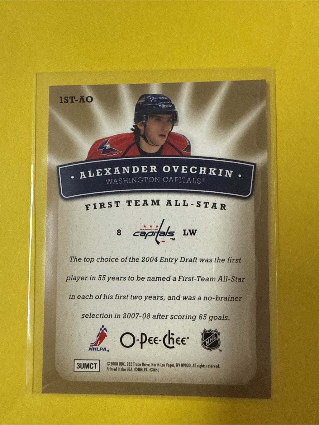 Alexander Ovechkin 2008 Card - back