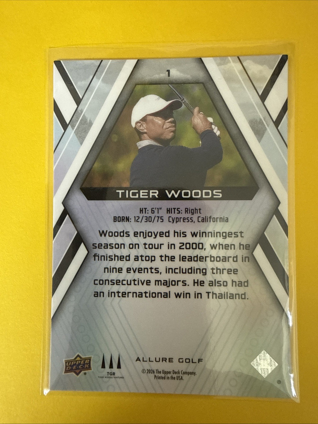 Tiger Woods 2026 Allure Chrome Card - back