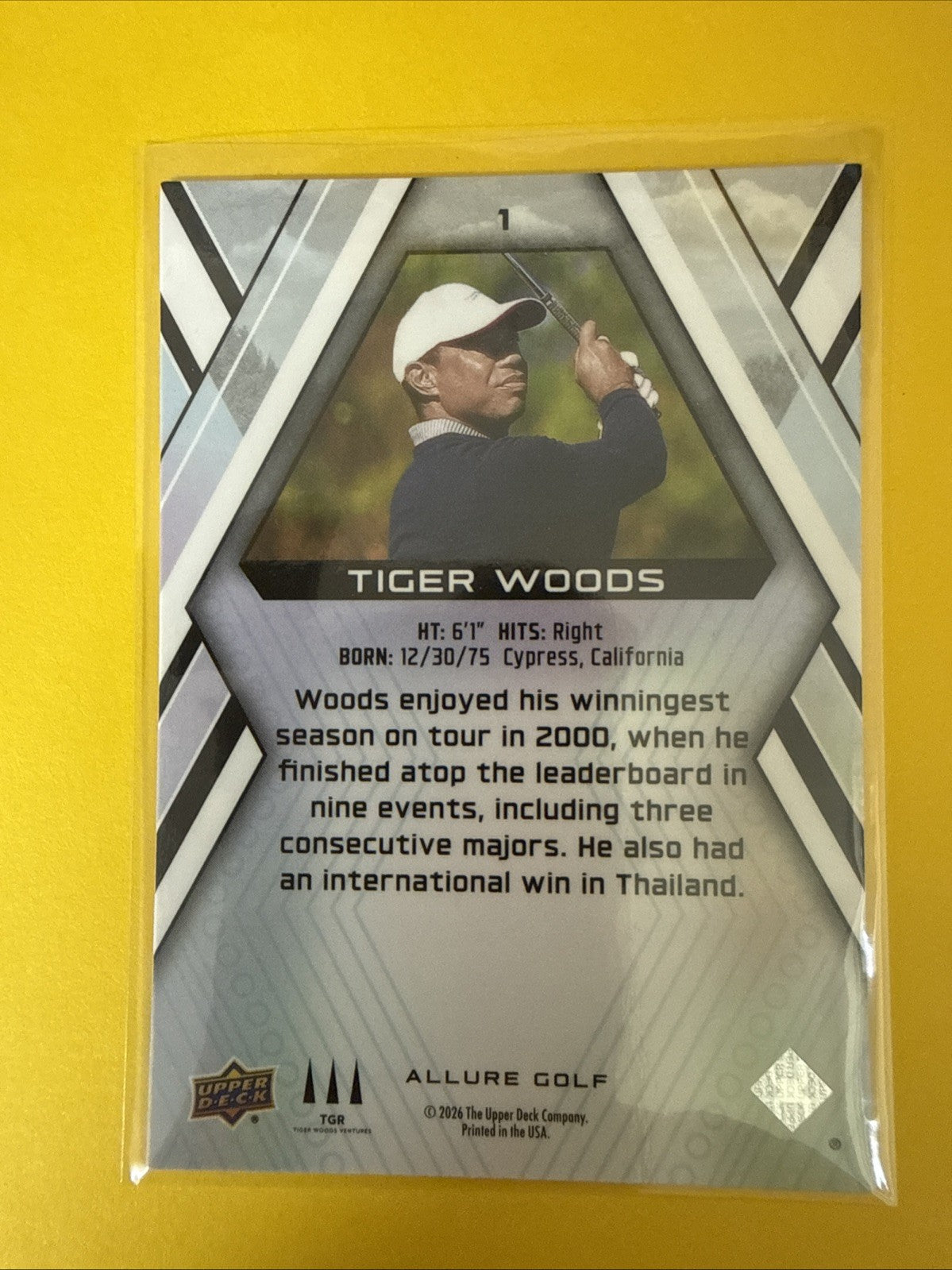 Tiger Woods 2026 Allure Chrome Card - back