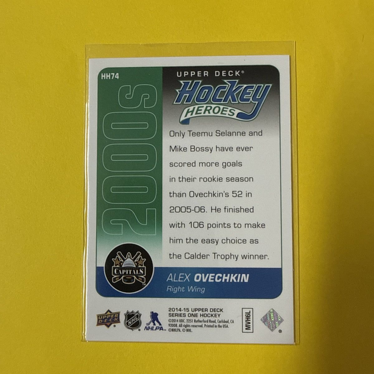 Alexander Ovechkin 2014 Card - back