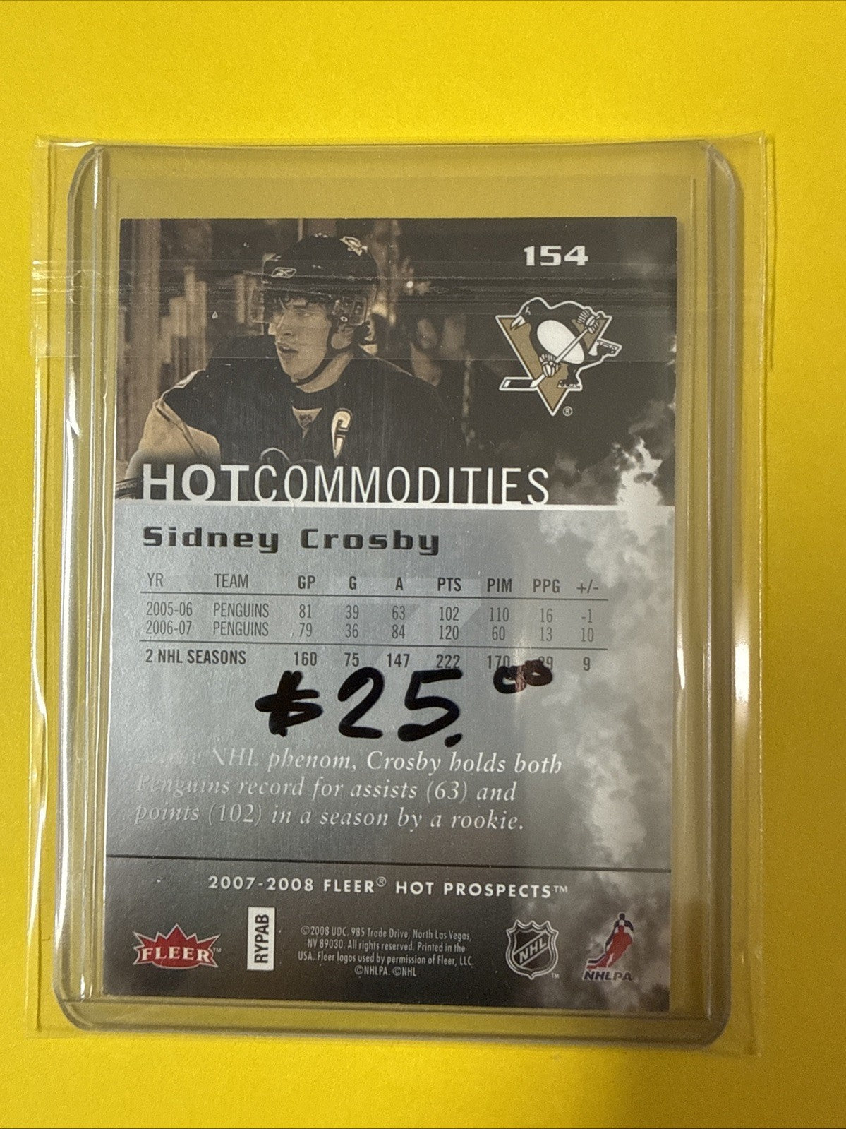 Sidney Crosby 2007/08 Cards - back
