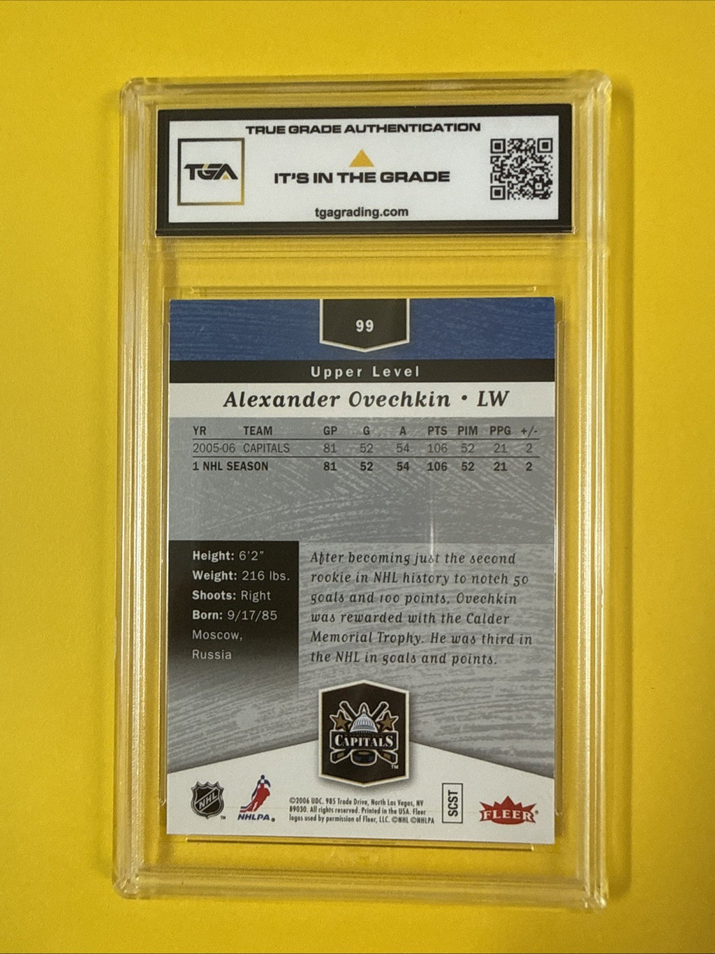 Alex Ovechkin 2006 Flair Showcase Card Graded 6 - back