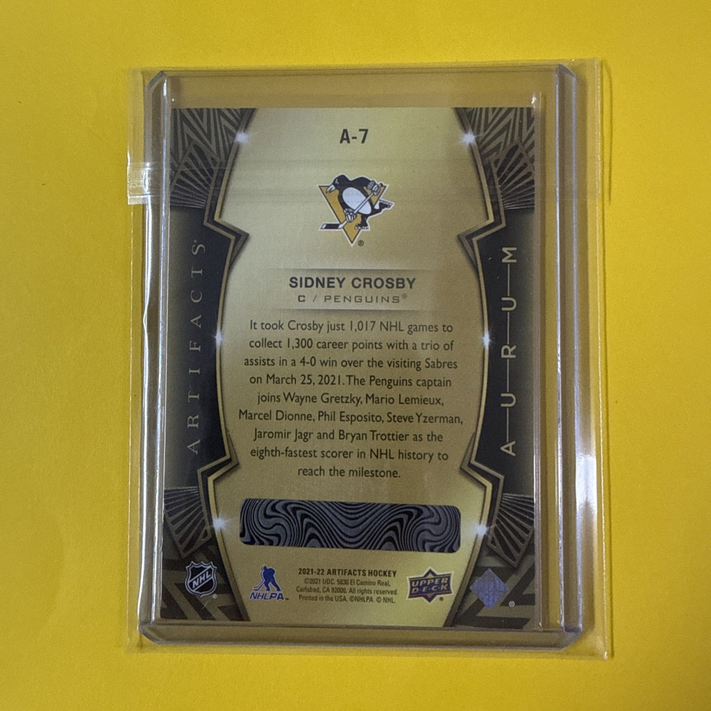 Sidney Crosby 2021/22 Artifacts Aurum Card - back