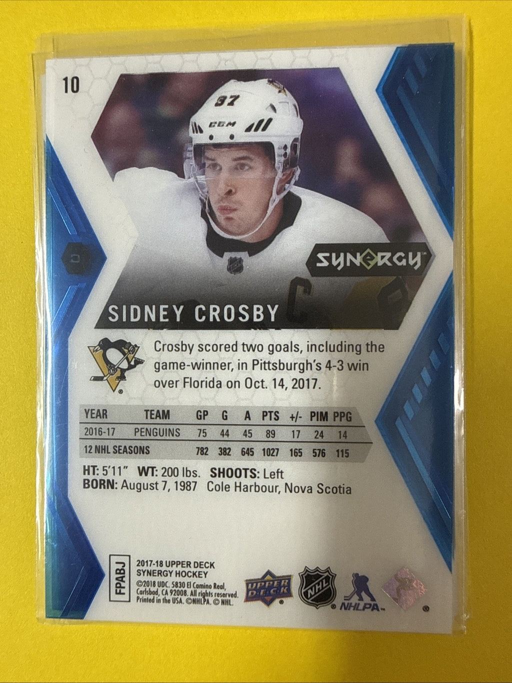 Sidney Crosby 2017/18 Cards - back