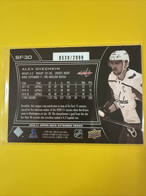 Alex Ovechkin 2020/21 SPx Card 0539/2999 - back