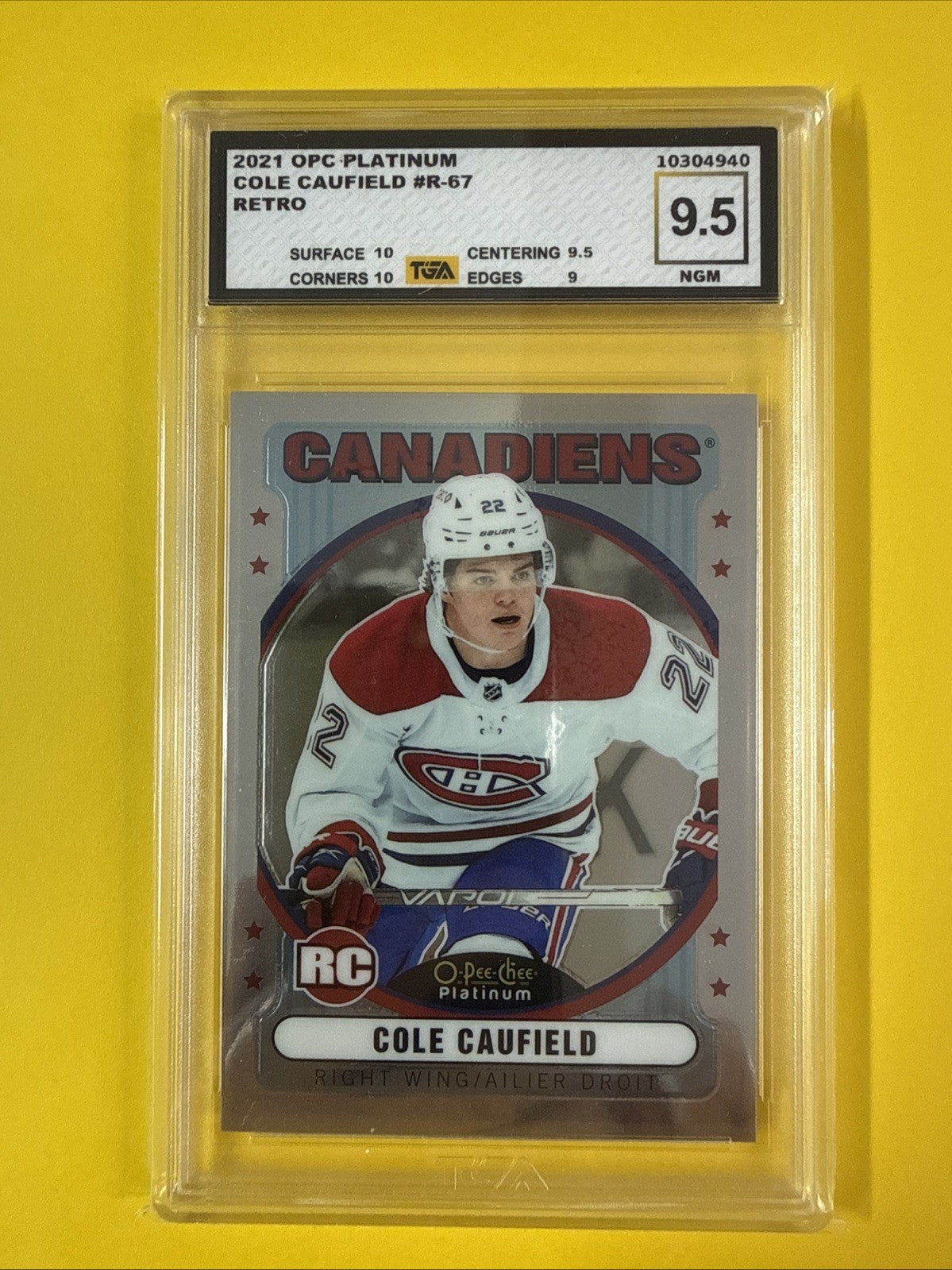 Cole Caufield 2021 O Pee Chee Platinum Retro Rookie Card Graded 9.5 - front