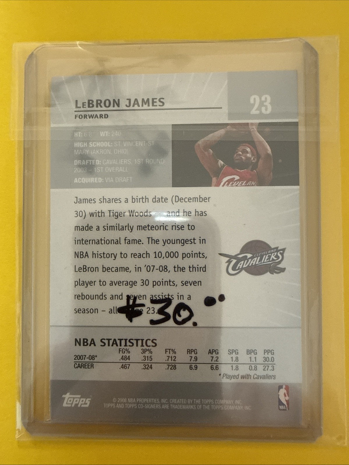 LeBron James 2008/09 Card - back