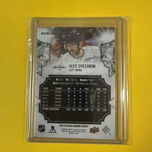 Alex Ovechkin 2023/24 Black Diamond Hockey Card Out of /349 - back
