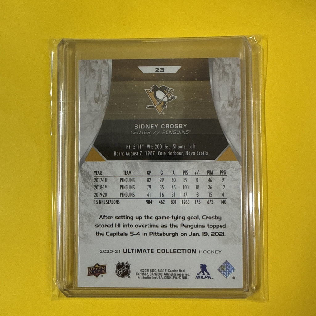 Sidney Crosby 2020/21 Ultimate Collection Card Out of /149 - back