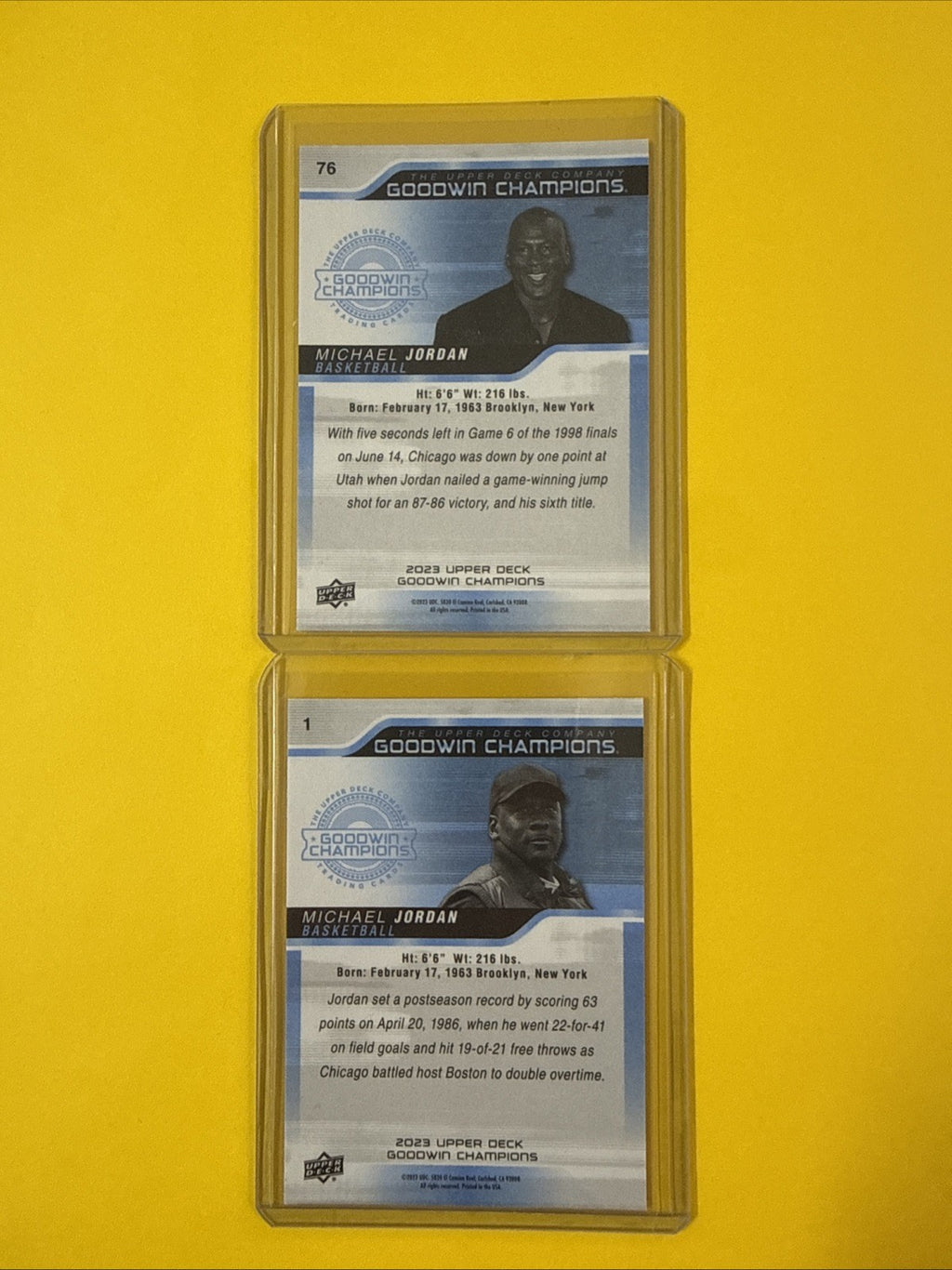 Michael Jordan 2023 Upper Deck Goodwin Champions 2 Cards - back