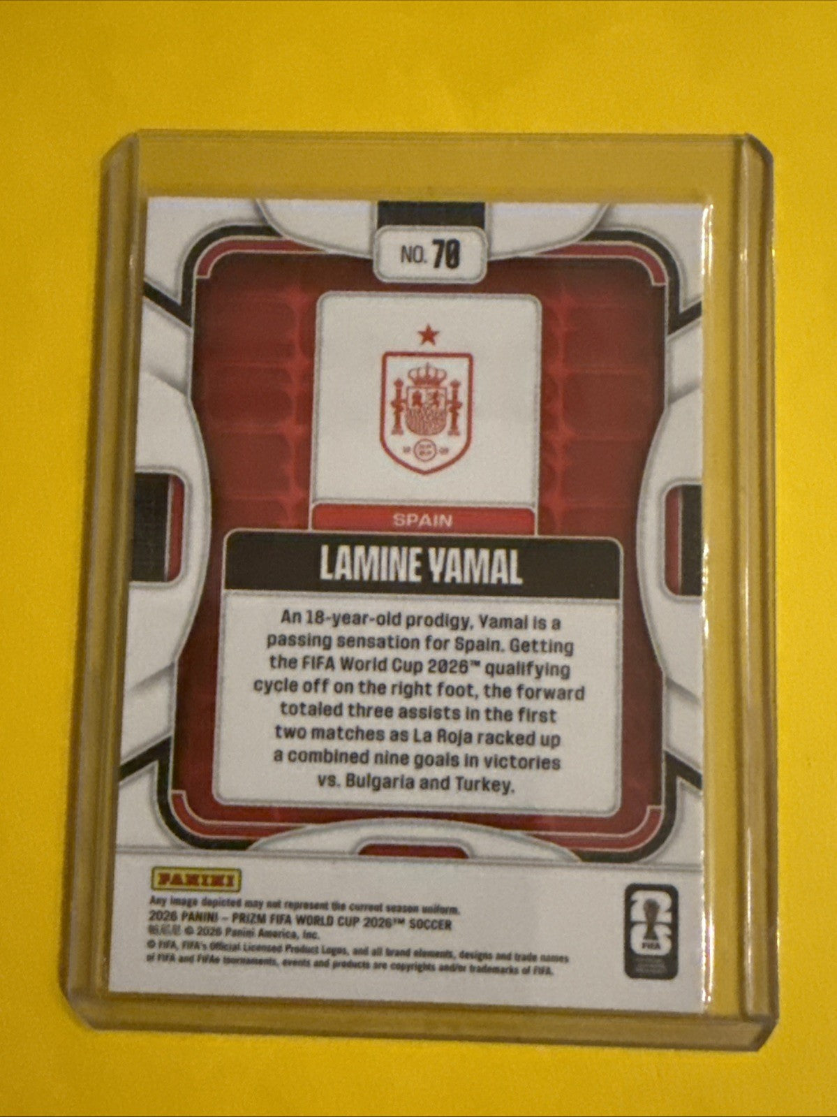Panini 2026 Prizm Fifa World Cup #70Lamine Yamal Spain - back