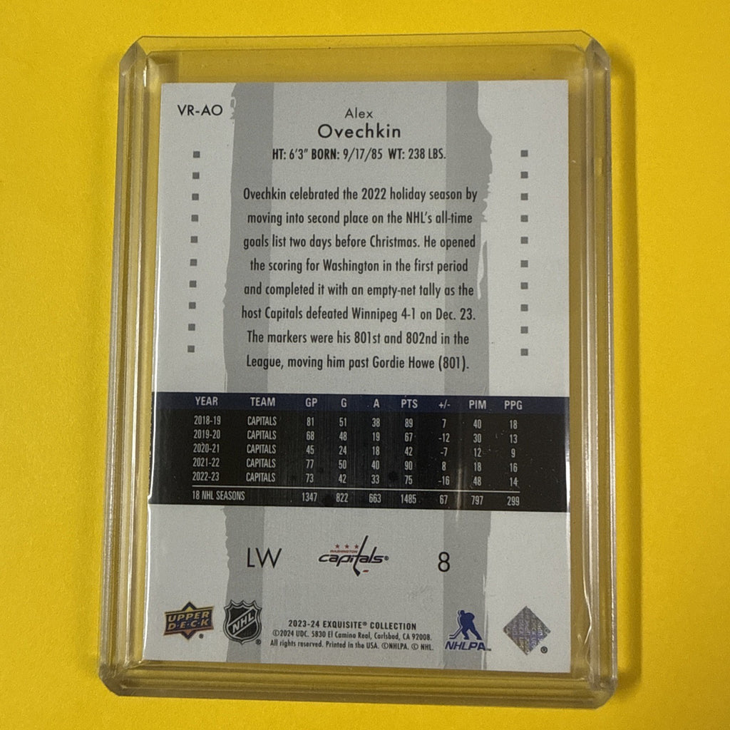 Alex Ovechkin 2023/24 Exquisite Collection Card Out of /299 - back