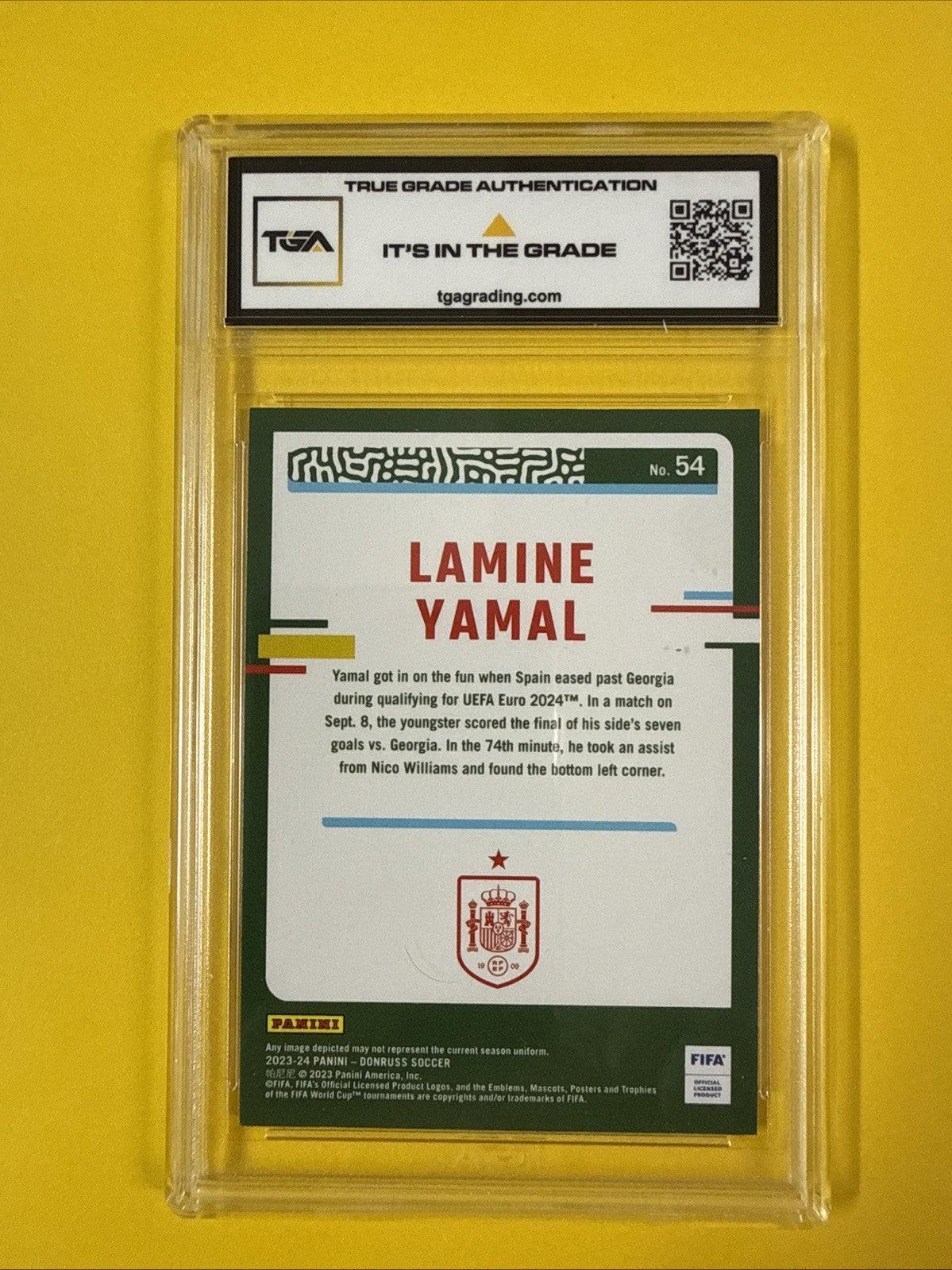 Lamine Yamal 2023 Donruss Fifa Rookie Card Graded 9 - back