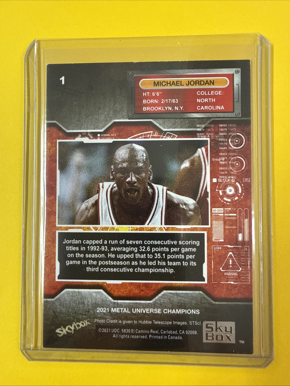 Michael Jordan 2021 Metal Universe Champions Card #1 - back