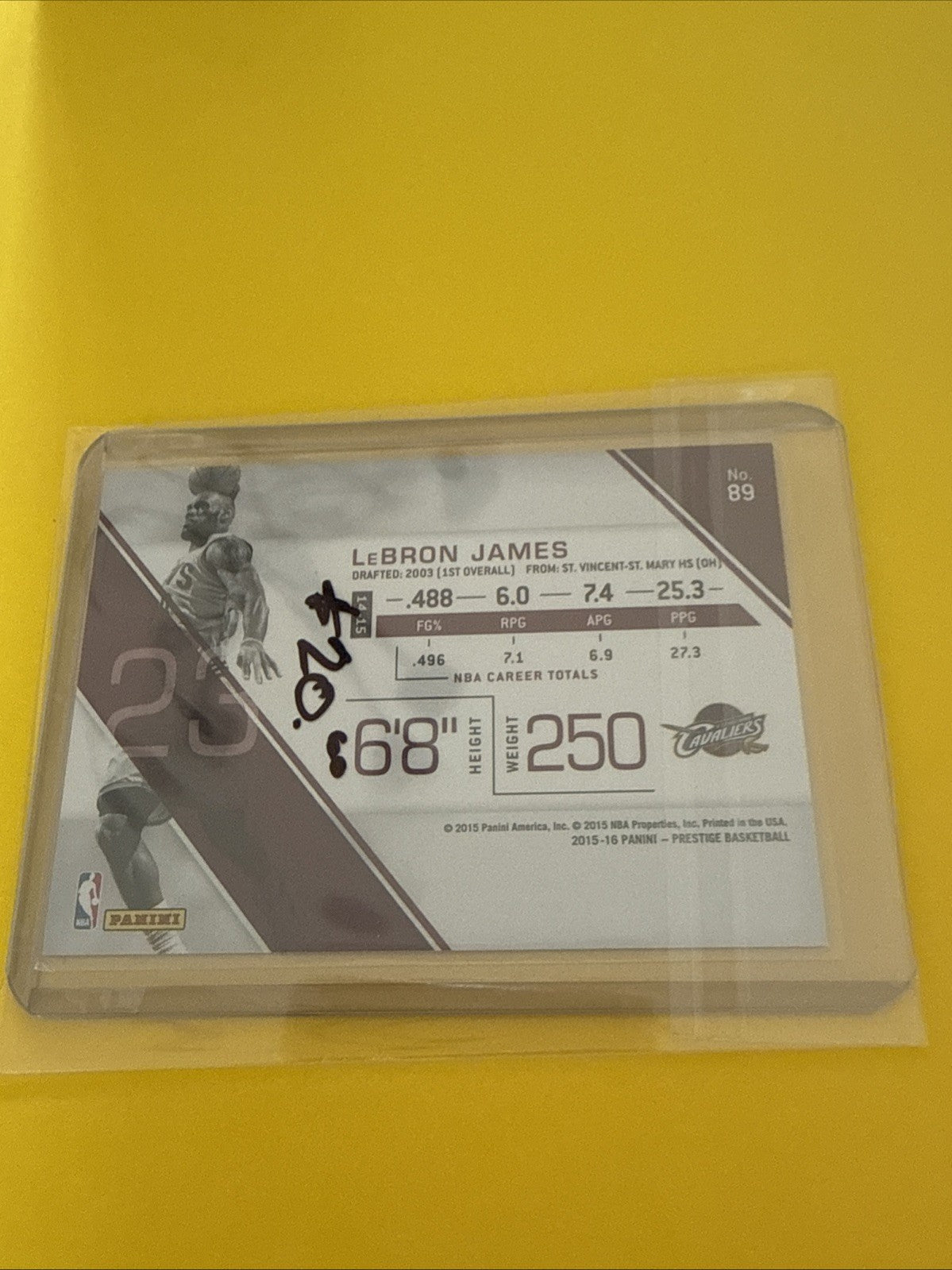 LeBron James 2015/16 Card - back