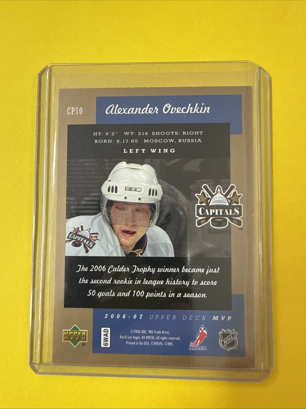 Alexander Ovechkin 2006 Hockey Card - back