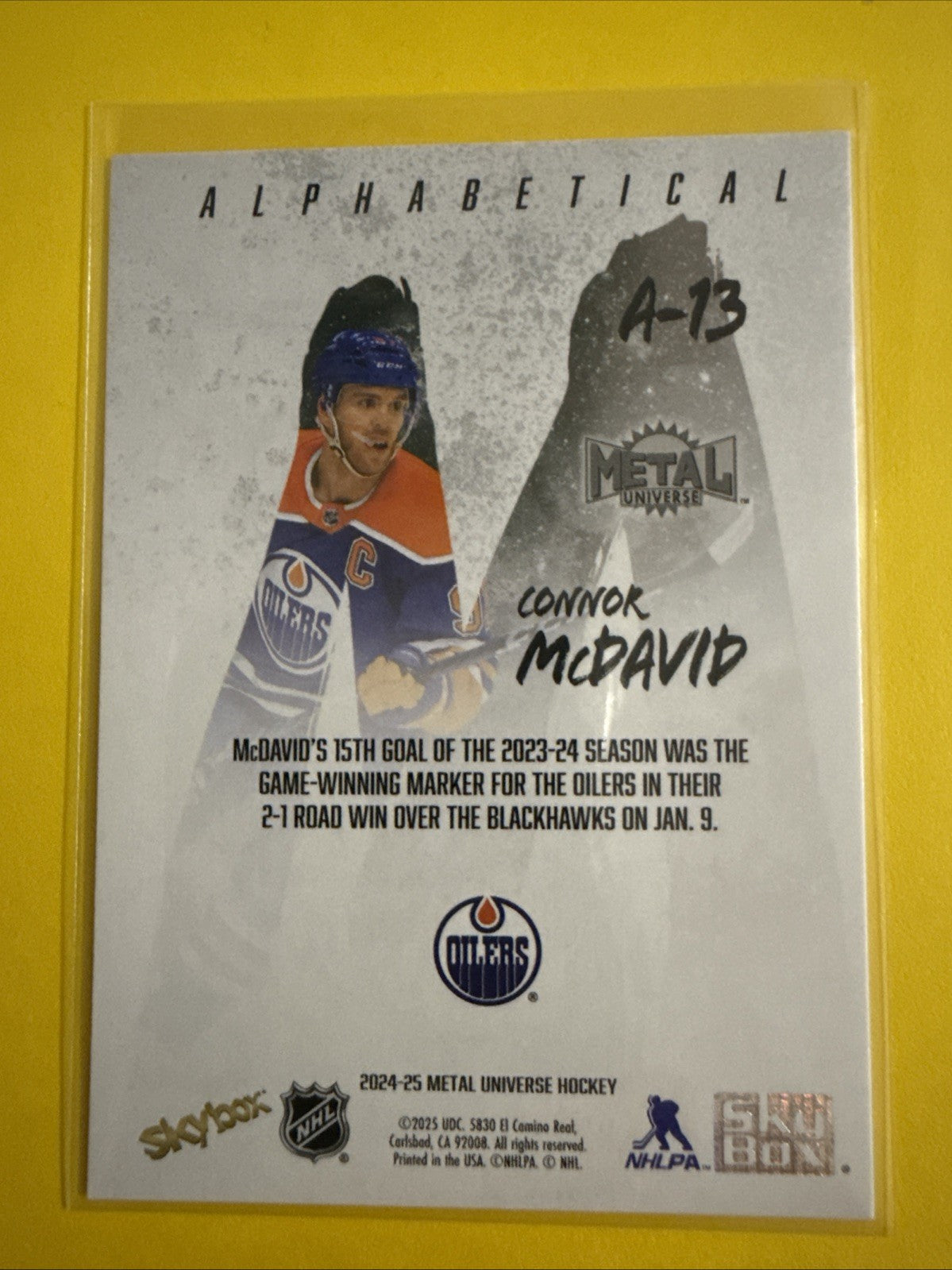 Connor McDavid 2024/25 Hockey Card - back
