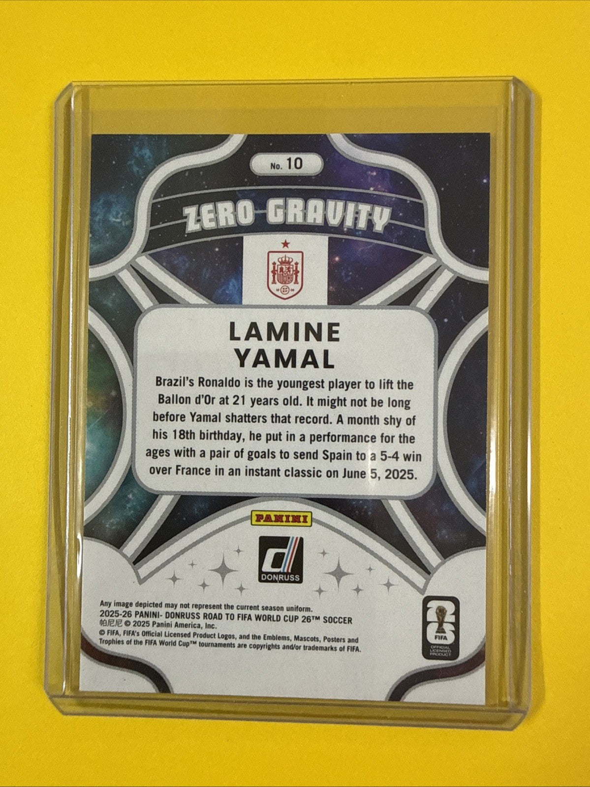 Lamine Yamal 2025/26 Panini Donruss Zéro Gravity Card - back