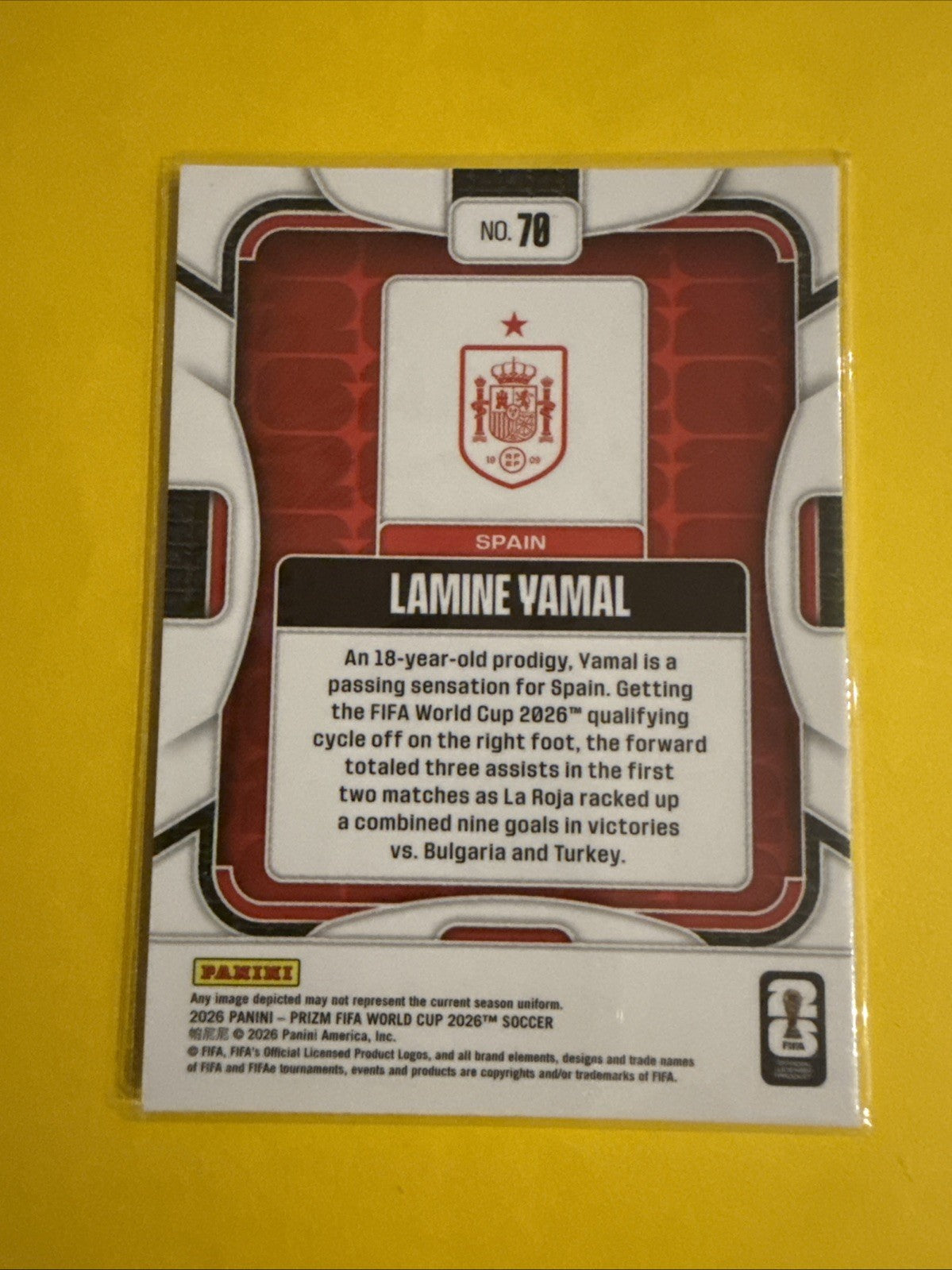 Panini 2026 Prizm Fifa World Cup #70Lamine Yamal Spain - back