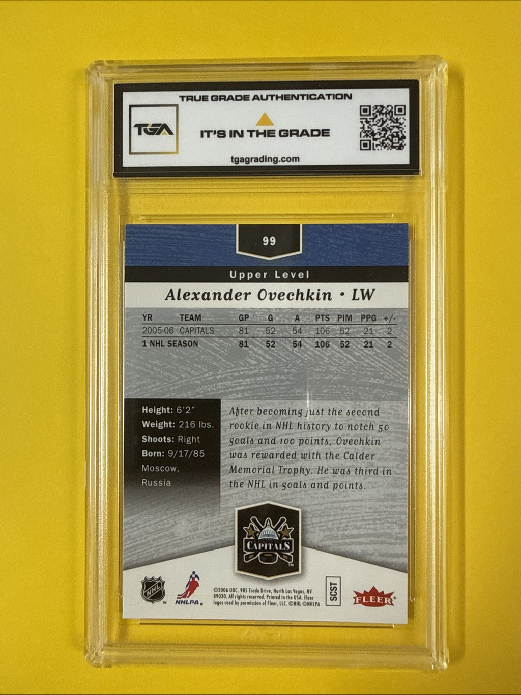 Alex Ovechkin 2006 Flair Showcase Card Graded 7 - back