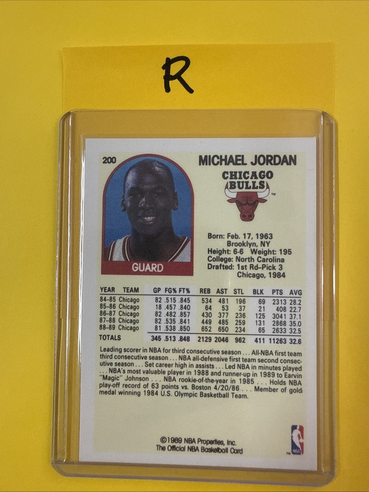 Michael Jordan 1989/90 NBA Hoops Card #200 - back