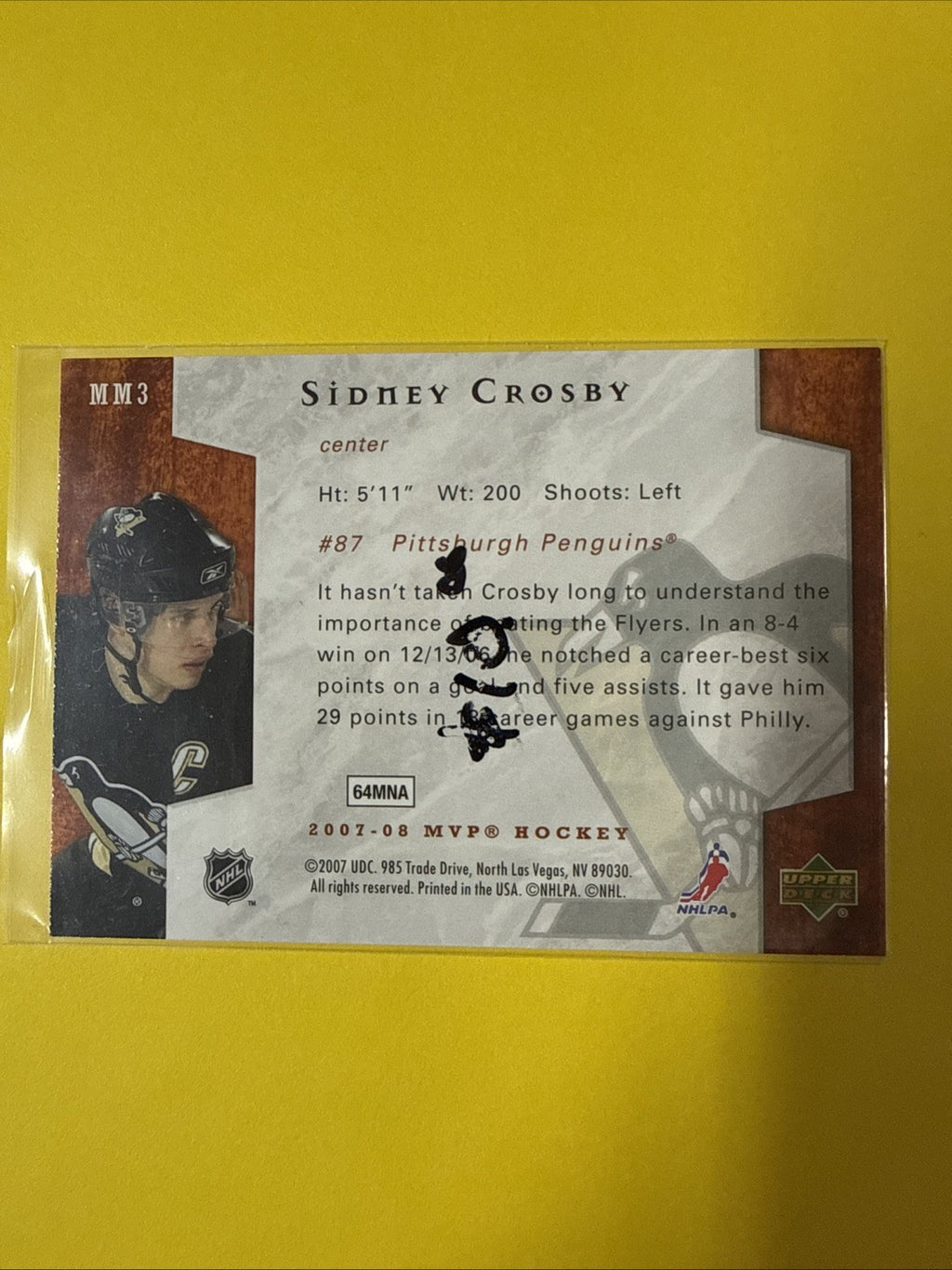 Sidney Crosby 2007/08 Cards - back