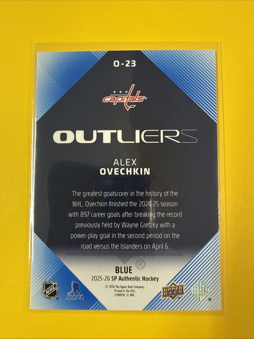 Alex Ovechkin 2025/26 SP Authentic Outliers Blue Card - back
