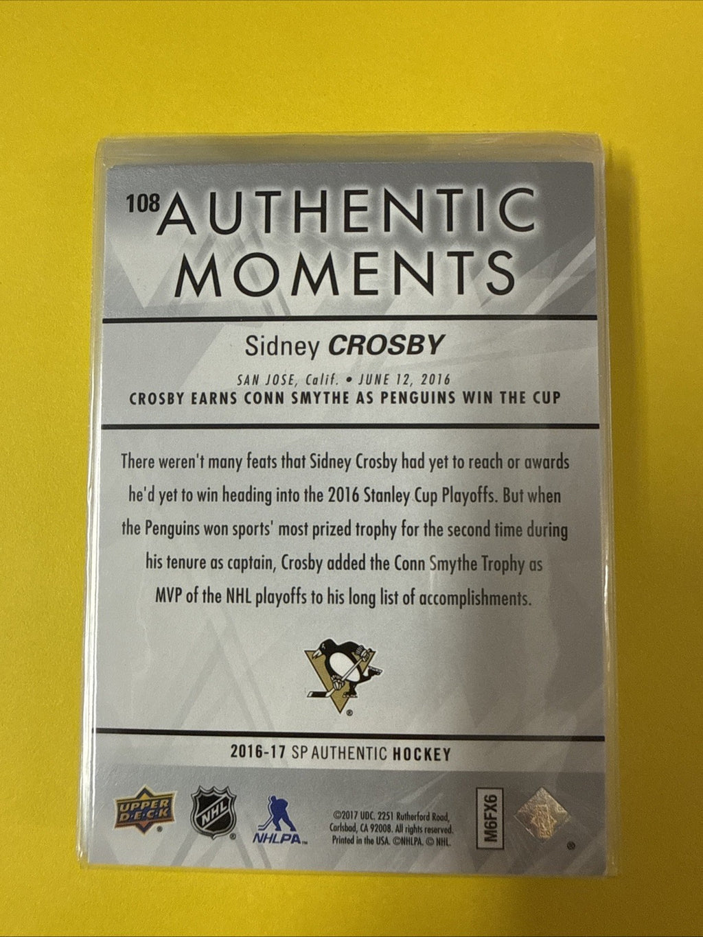 Sidney Crosby 2016/17 Cards - back