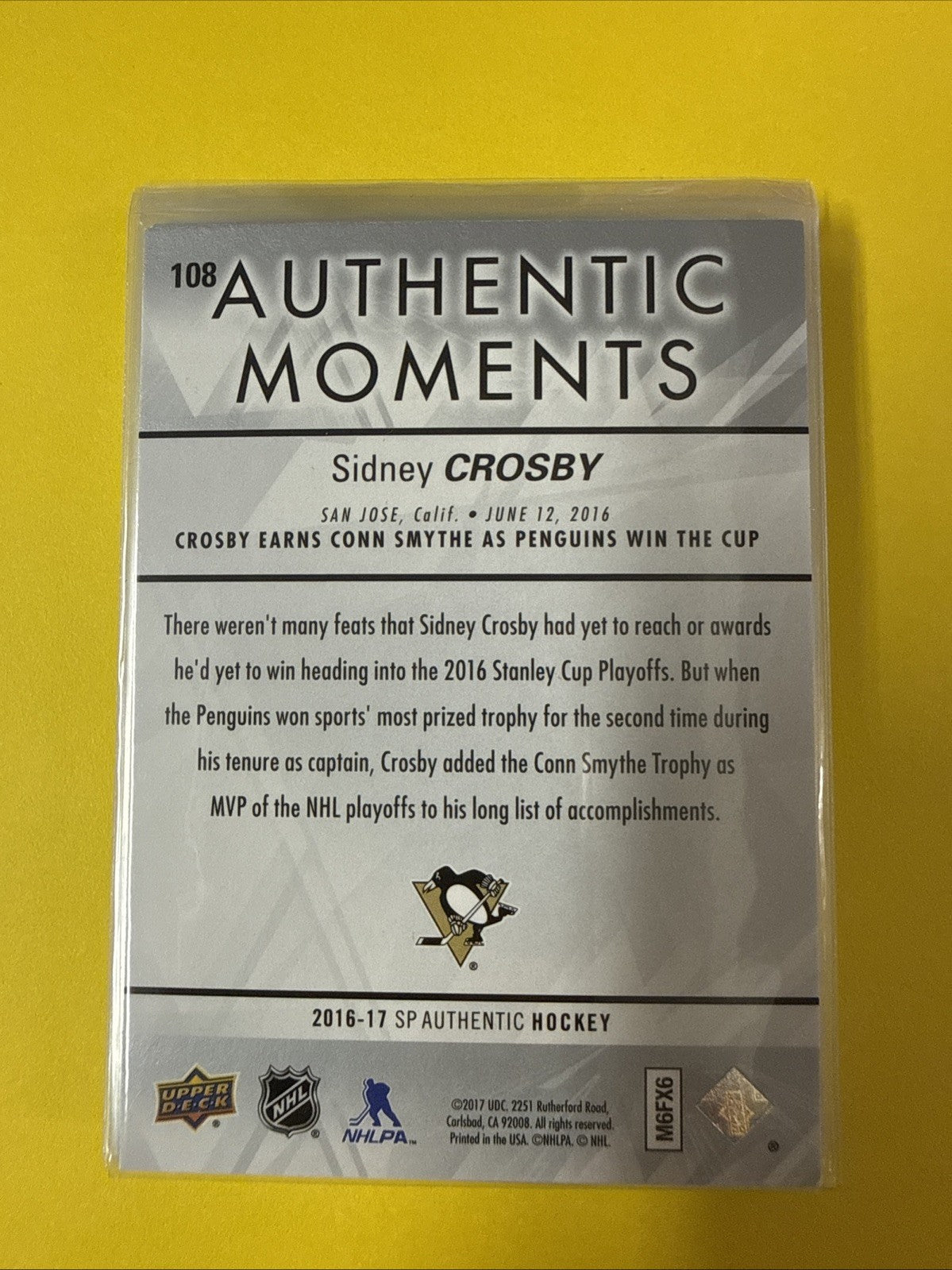 Sidney Crosby 2016/17 Cards - back